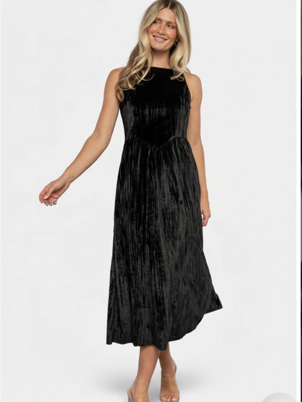 NWOT Baltic Born Octavia Velvet Midi Dress Size Large, Black